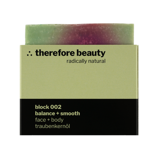THEREFORE BEAUTY Block 002 nährende Pflegeseife mit Traubenkernöl für reife Haut 1 Stück