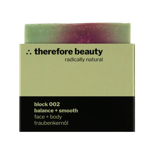 THEREFORE BEAUTY Block 002 nährende Pflegeseife mit Traubenkernöl für reife Haut 1 Stück