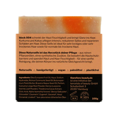 THEREFORE BEAUTY Block 004 Seife Pflege für trockene Haut & Locken 100 g