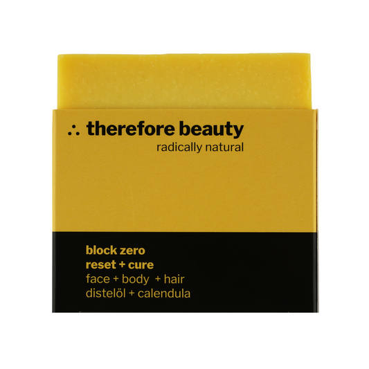 THEREFORE BEAUTY Block Zero ausgleichende Pflegeseife natürliche 3-IN-1 Seife für Gesicht, Körper & Haare 1 Stück
