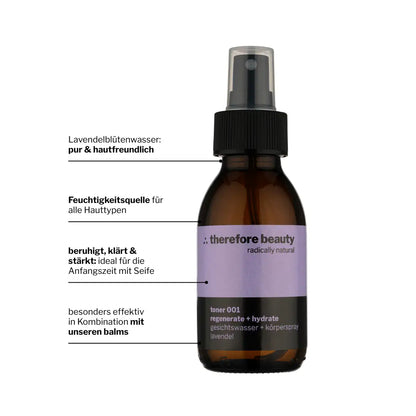THEREFORE BEAUTY Toner 001 Feuchtigkeit & beruhigend für Haut + Haar 100 ml
