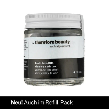 THEREFORE BEAUTY Tooth Tabs 001 Feste Zahnpasta mit Aktivkohle 120 Stück