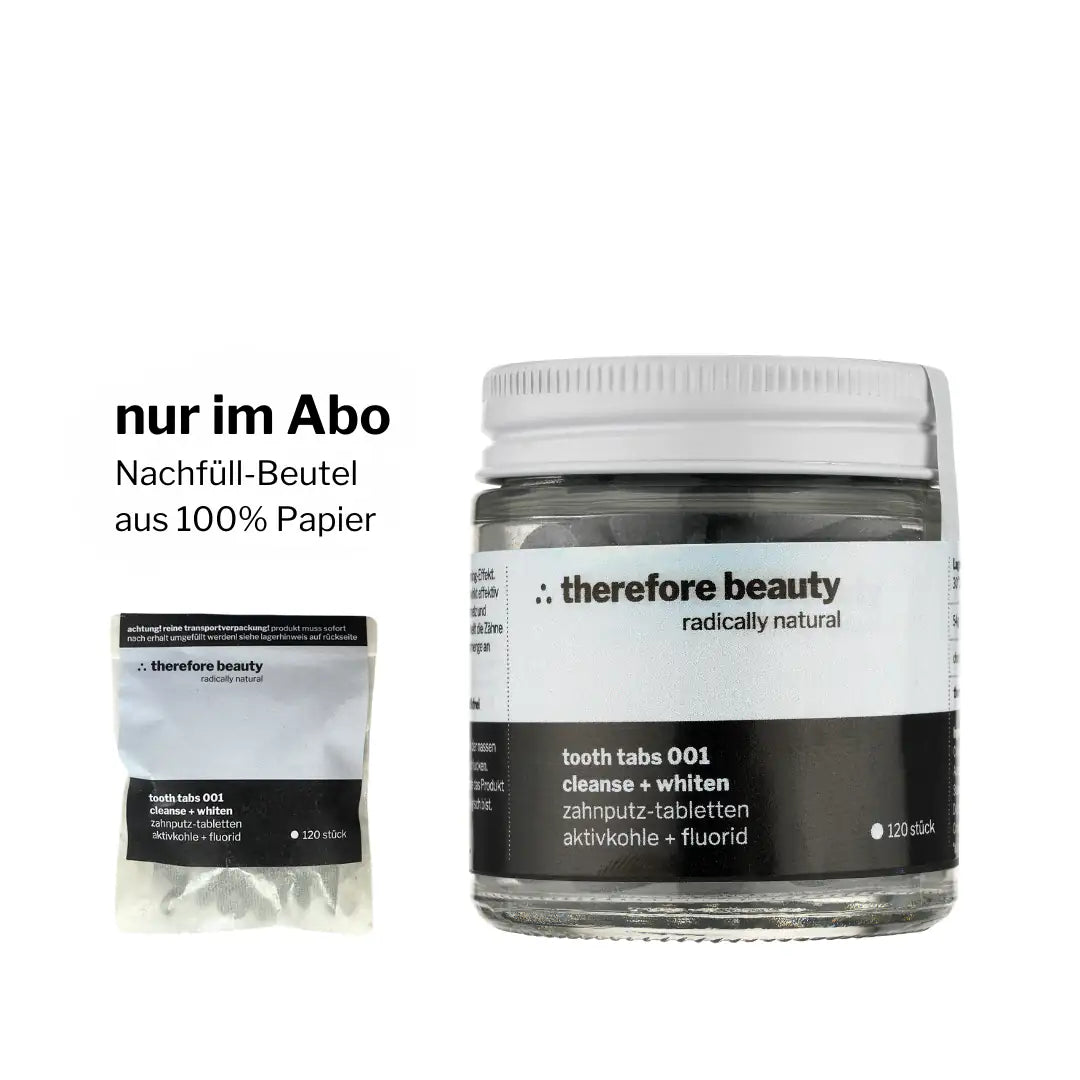 THEREFORE BEAUTY Tooth Tabs 001 Feste Zahnpasta mit Aktivkohle 120 Stück