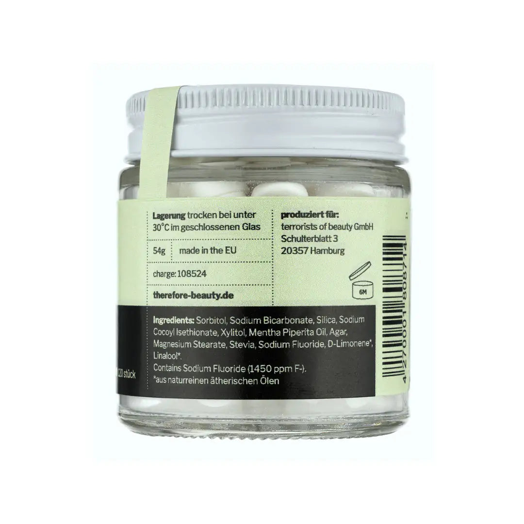 THEREFORE BEAUTY Zahnputztabletten 002 Feste Zahnpasta mit Minze ca. 120 Tabs