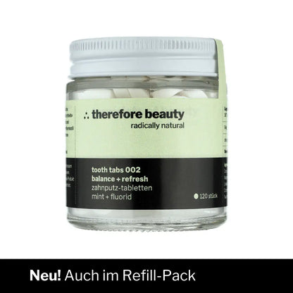 THEREFORE BEAUTY Zahnputztabletten 002 Feste Zahnpasta mit Minze ca. 120 Tabs