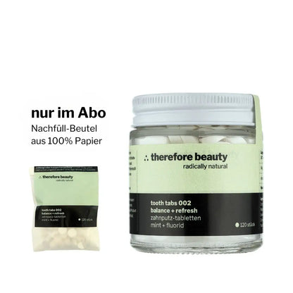 THEREFORE BEAUTY Zahnputztabletten 002 Feste Zahnpasta mit Minze ca. 120 Tabs