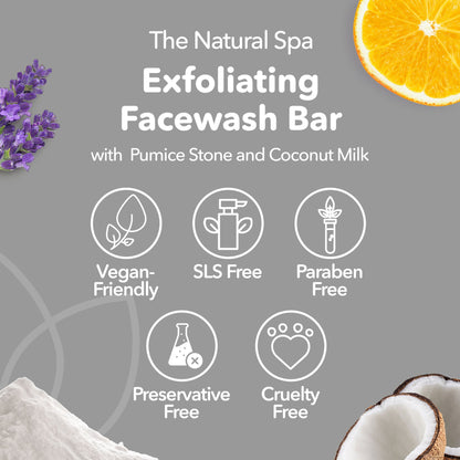 Exfoliating Face Wash Bar | Patchouli, Clary Sage & Sweet Orange | Natural Facial Cleanser with Gentle Scrub | Vegan, Plastic-Free Skincare-3