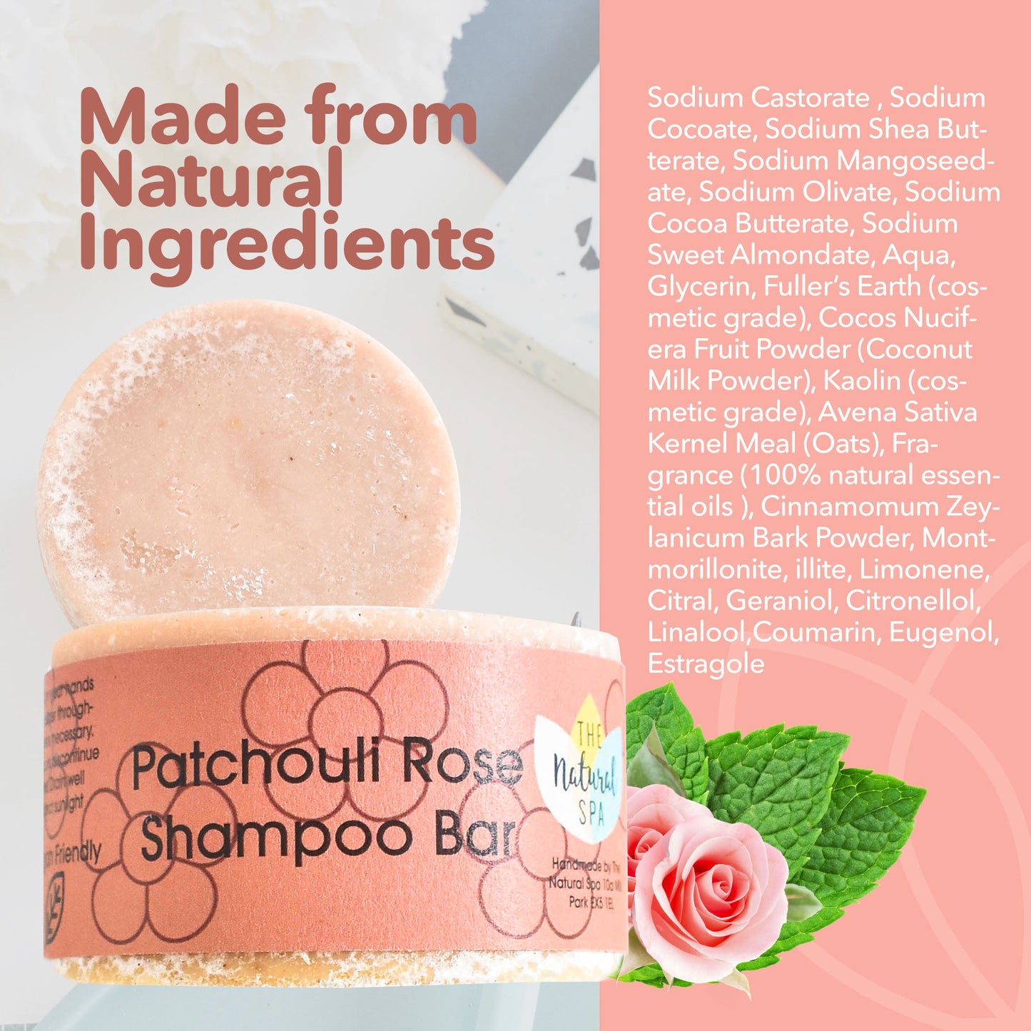 Patchouli Rose Shampoo Bar | Natural Hair Wash for Dry, Damaged & Frizzy Hair | Vegan, Plastic-Free Hair Care-3