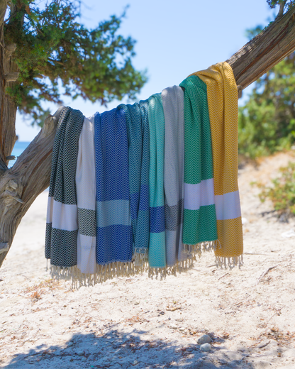 ZAYA Hammam Towel, Beach Towel, Pestemal - White / Black-3