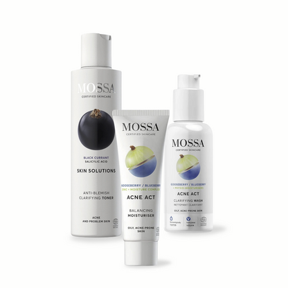 MOSSA Gesichtspflege Set für unreine Haut Reinigung, Toner & Creme