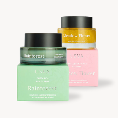 USVA COSMETICS Gesichtspflege Set für trockene Haut Cleanser & Balm