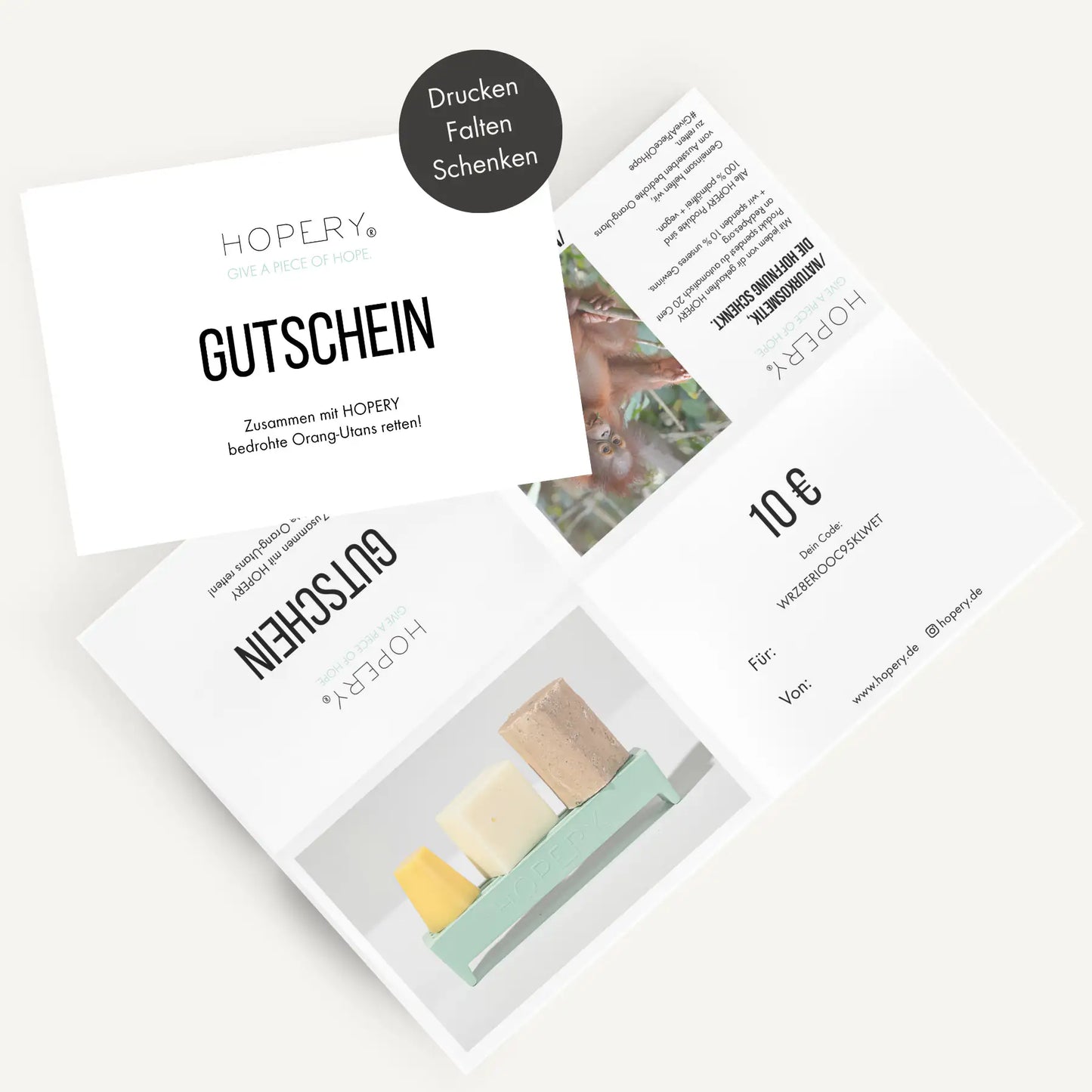 HOPERY Geschenkgutschein flexibles Geschenk für Hopery Produkte 10 Euro