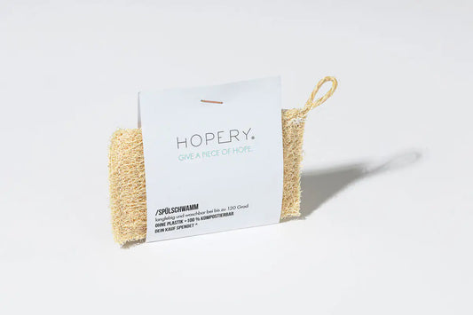 HOPERY Luffa Spülschwamm Natürlicher Schwamm aus der Luffa-Gurke Plastikfrei & wiederverwendbar