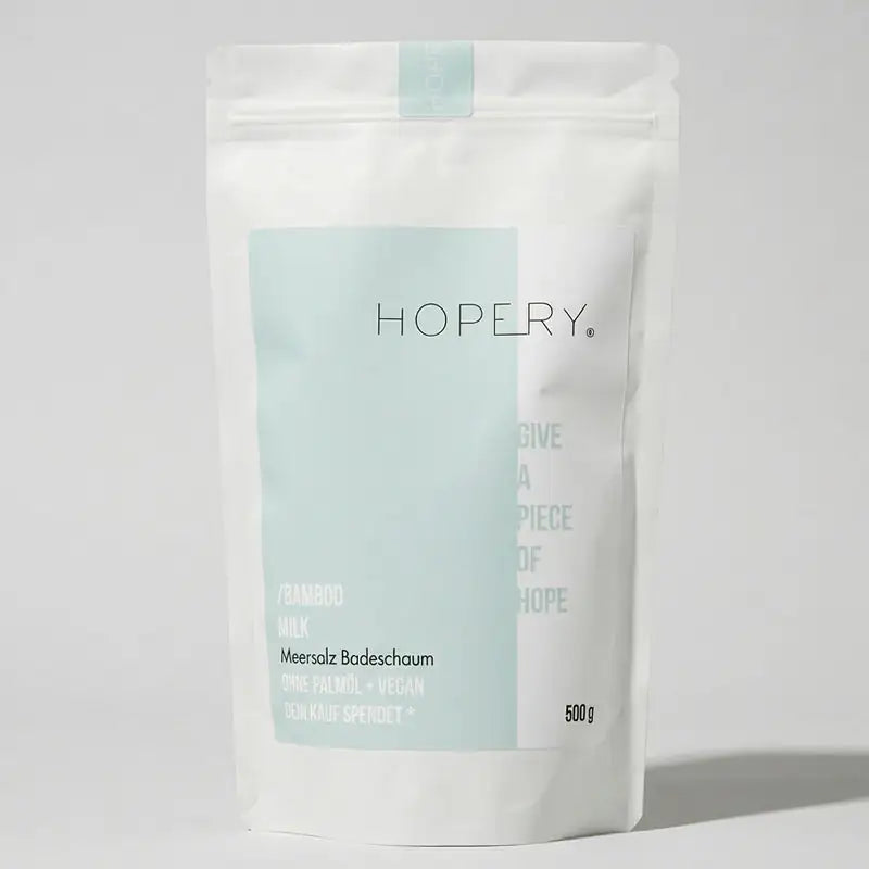 HOPERY Bamboo Milk Meersalz Badeschaum mit pflegendem Bio-Arganöl 500 g
