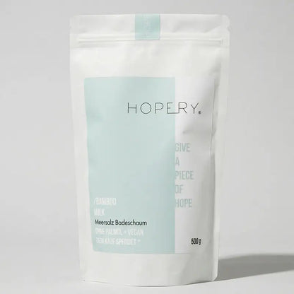HOPERY Bamboo Milk Meersalz Badeschaum mit pflegendem Bio-Arganöl 500 g