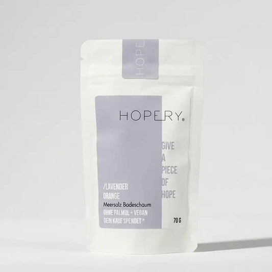 HOPERY Lavender Orange Meersalz Badeschaum mit pflegendem Bio-Arganöl 500 g