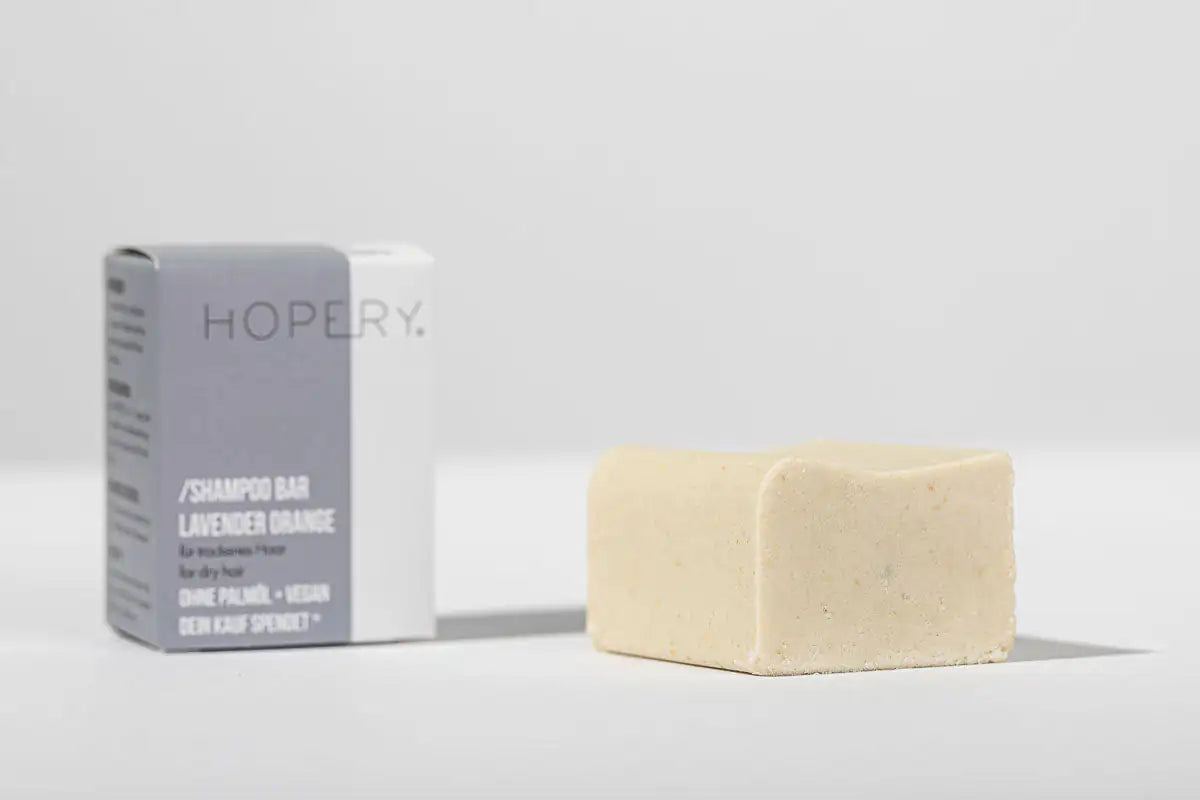 HOPERY Lavendel-Orangen Shampoo Bar für trockenes Haar 80 g