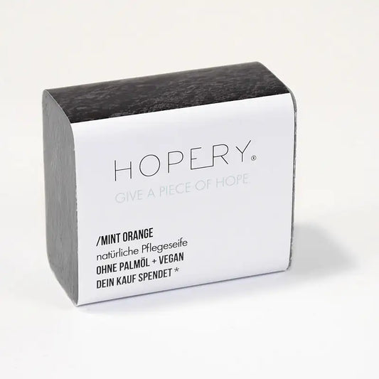HOPERY Erfrischende Minz-Orangen Seife mit Sheabutter und Bio-Arganöl 100 g