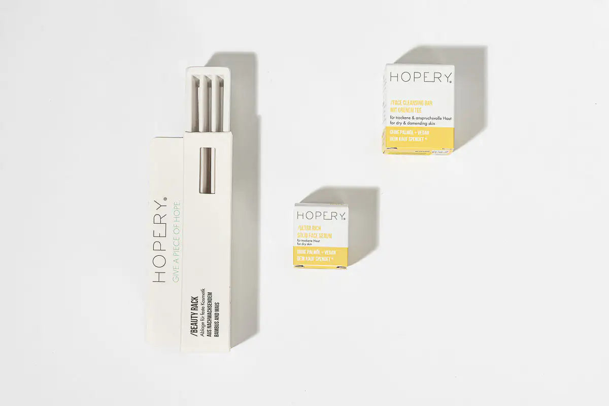 HOPERY Zero Waste Starter Kit für trockene Haut Nachhaltige Gesichtspflege Set
