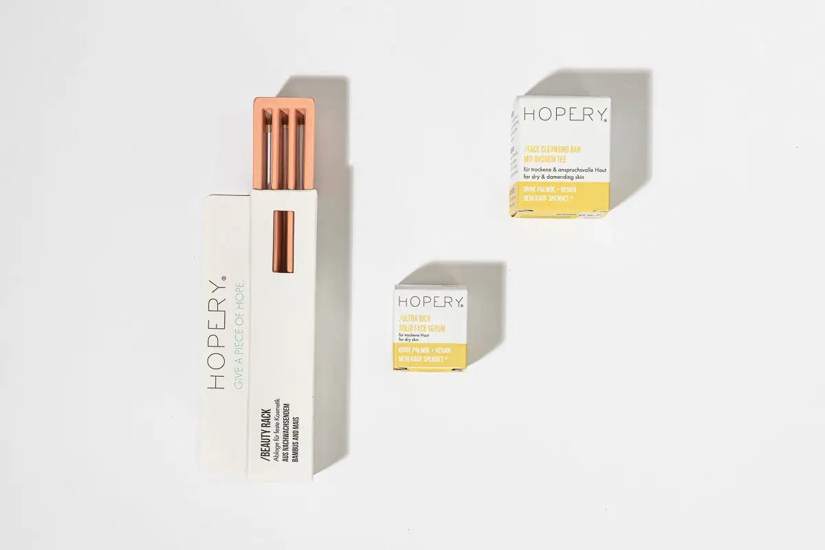 HOPERY Zero Waste Starter Kit für trockene Haut Nachhaltige Gesichtspflege Set