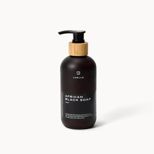 LOELLE ORGANICS Afrikanische Schwarze Seife Flüssig Unreine Haut & Akne 250ml - Pumpspender