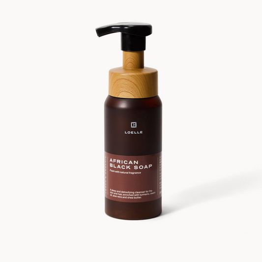 LOELLE Afrikanische Schwarze Seife Schaum unreine Haut & Akne Zitrus Kräuter 250 ml
