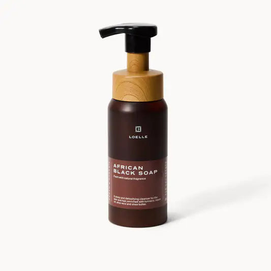 LOELLE ORGANICS Afrikanische Schwarze Seife Schaum mit Duft Unreine Haut & Akne 250ml - Pumpspender