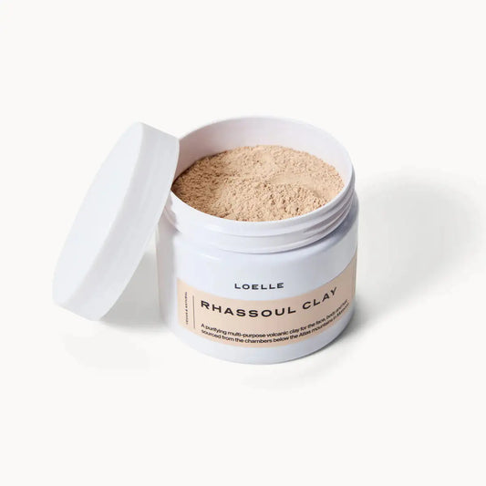 LOELLE ORGANICS Gesichtsmaske Marokkanische Tonerde Maske Rhassoul 150g - Tigel mit offenem Deckel