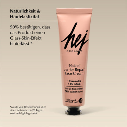 Produkttestergebnis zur Naked Barrier Repair Face Cream: 90 Prozent Natürlichkeit und Hautelastizität