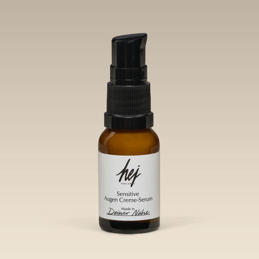 HEJ ORGANIC Sensitive Augen Creme-Serum, 15 ml, Glasflasche mit Pumpspender